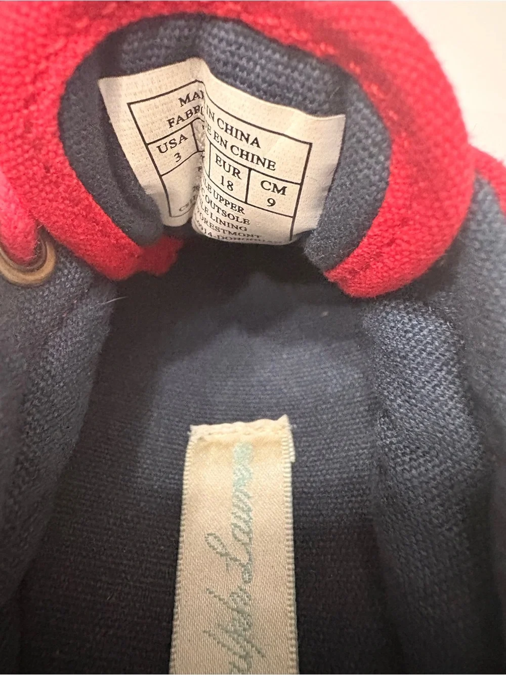 Polo by Ralph Lauren Red Canvas Baby Lace-Up Sneakers